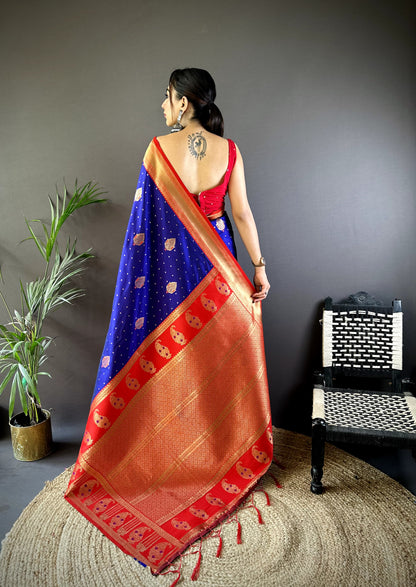 Blue color banarasi silk saree online shopping