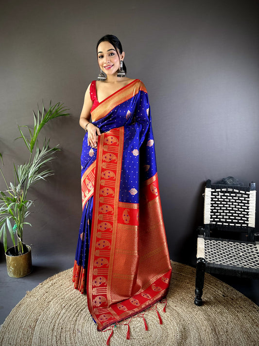 Blue color banarasi silk saree for women