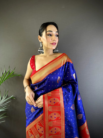 Blue color banarasi silk saree price