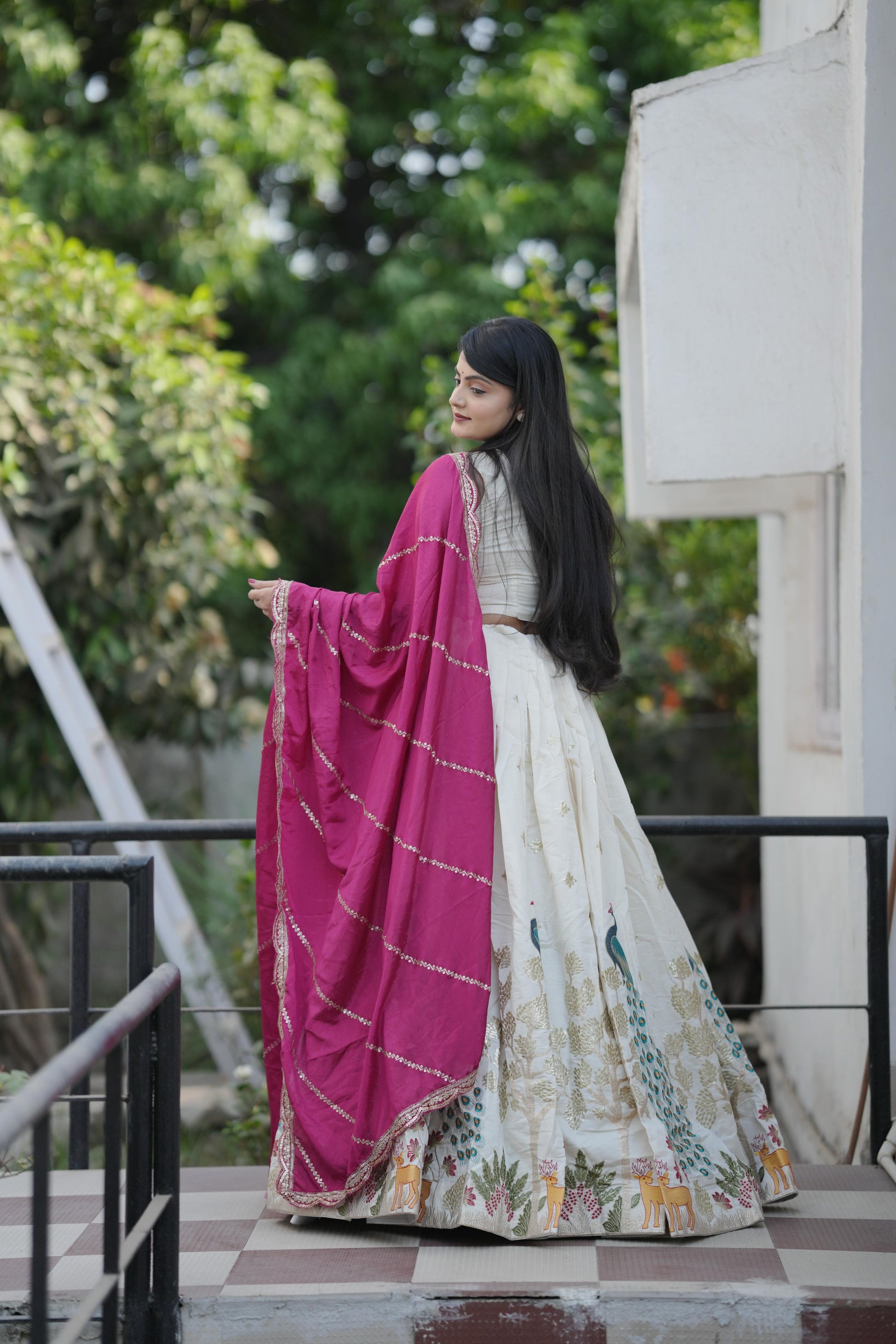 Rani pink color cotton lehenga choli for women images
