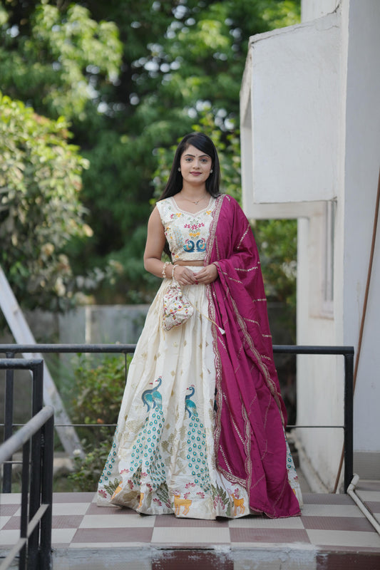 Rani pink color cotton lehenga choli for women online

