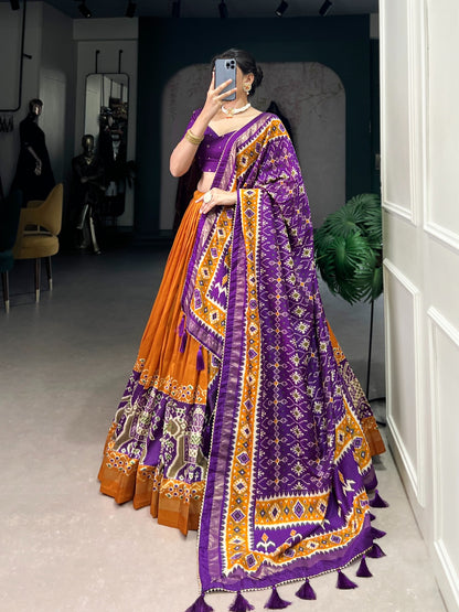 Mustard color tussar silk lehenga choli for wedding
