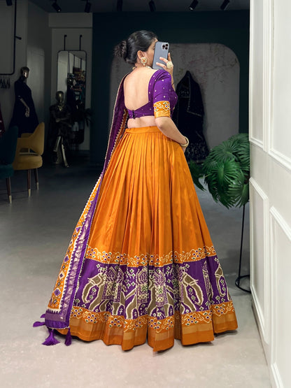 Mustard color tussar silk lehenga choli with dupatta online