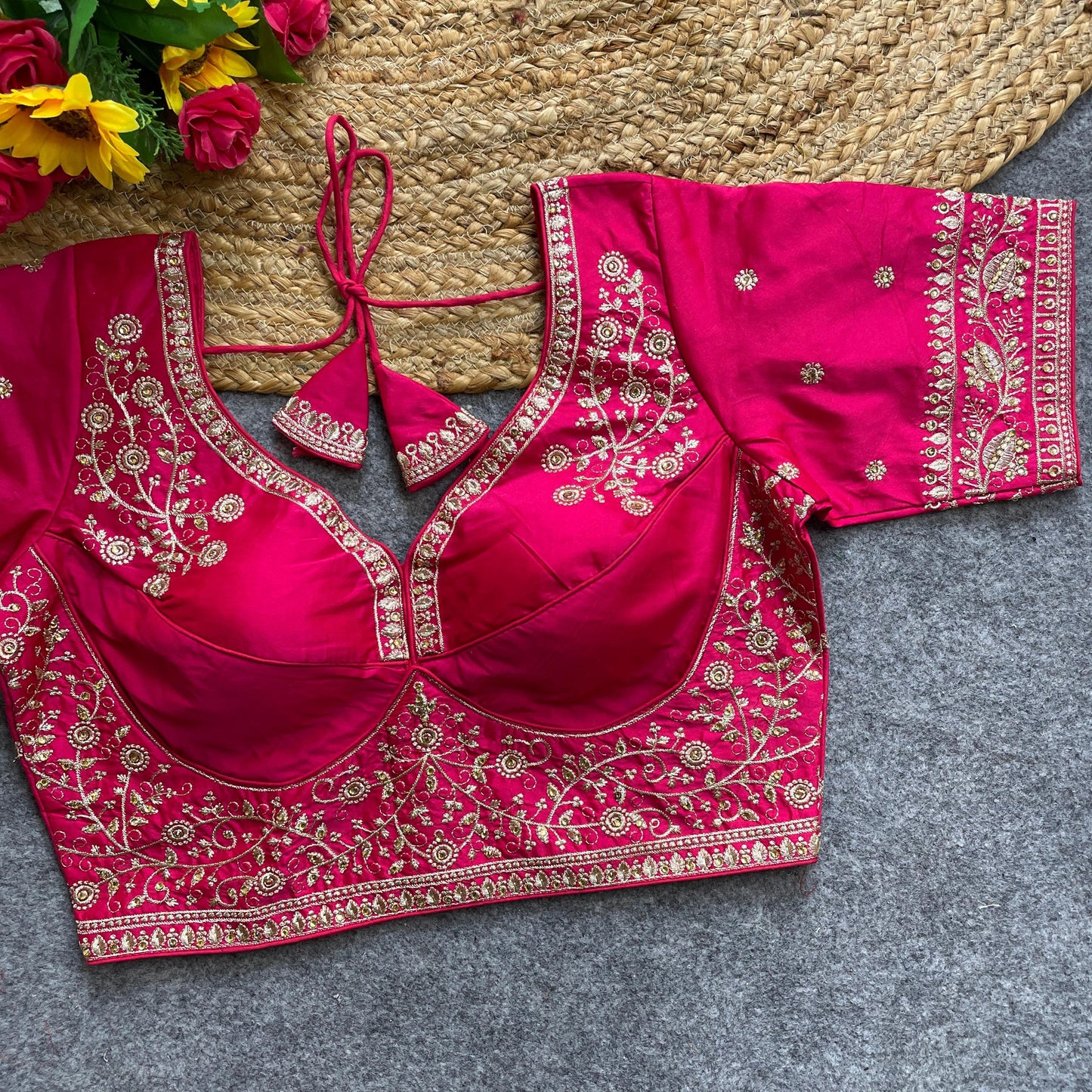 Pink color silk blouse with online shopping