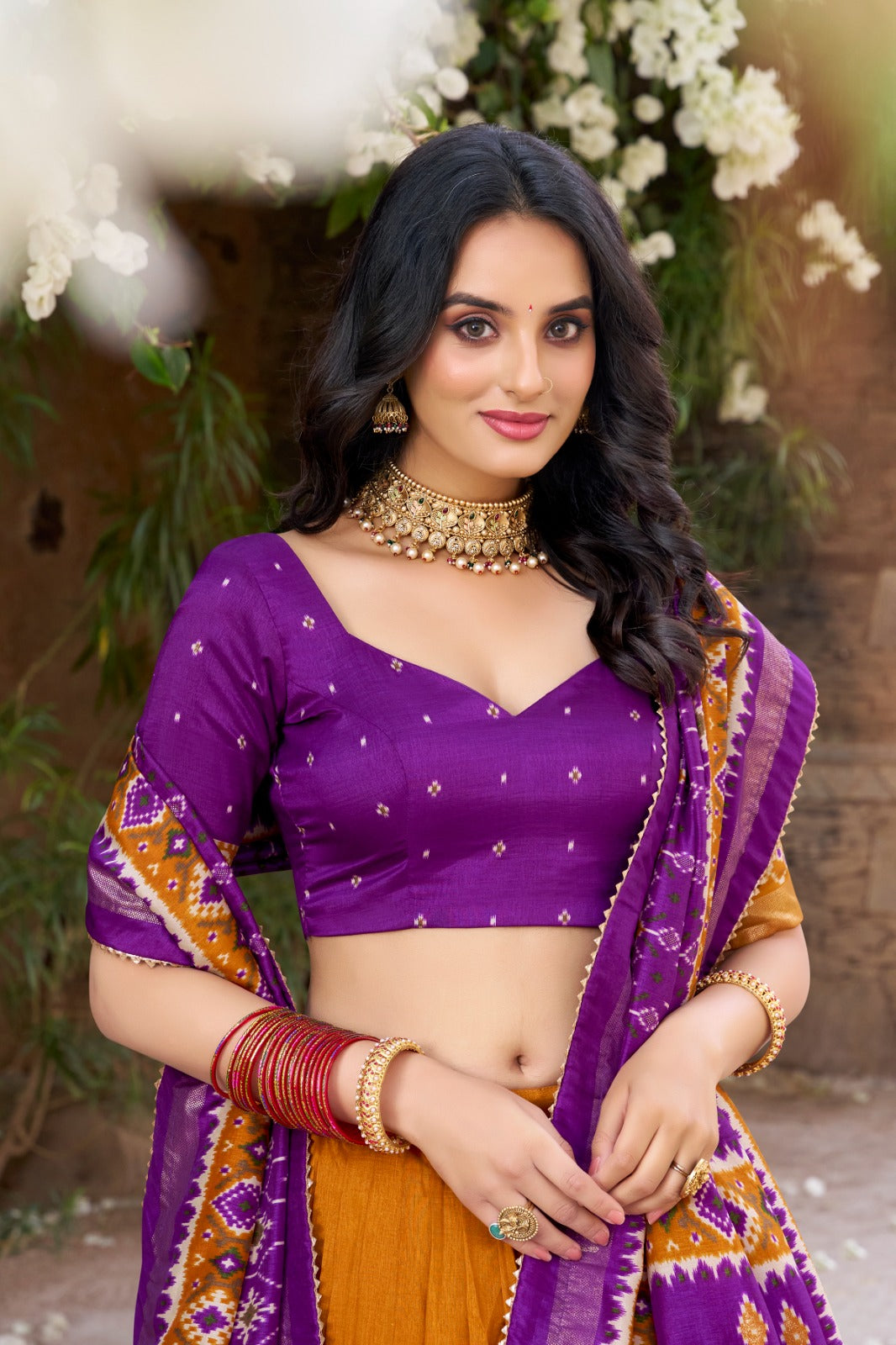 Mustard color silk lehenga choli online
