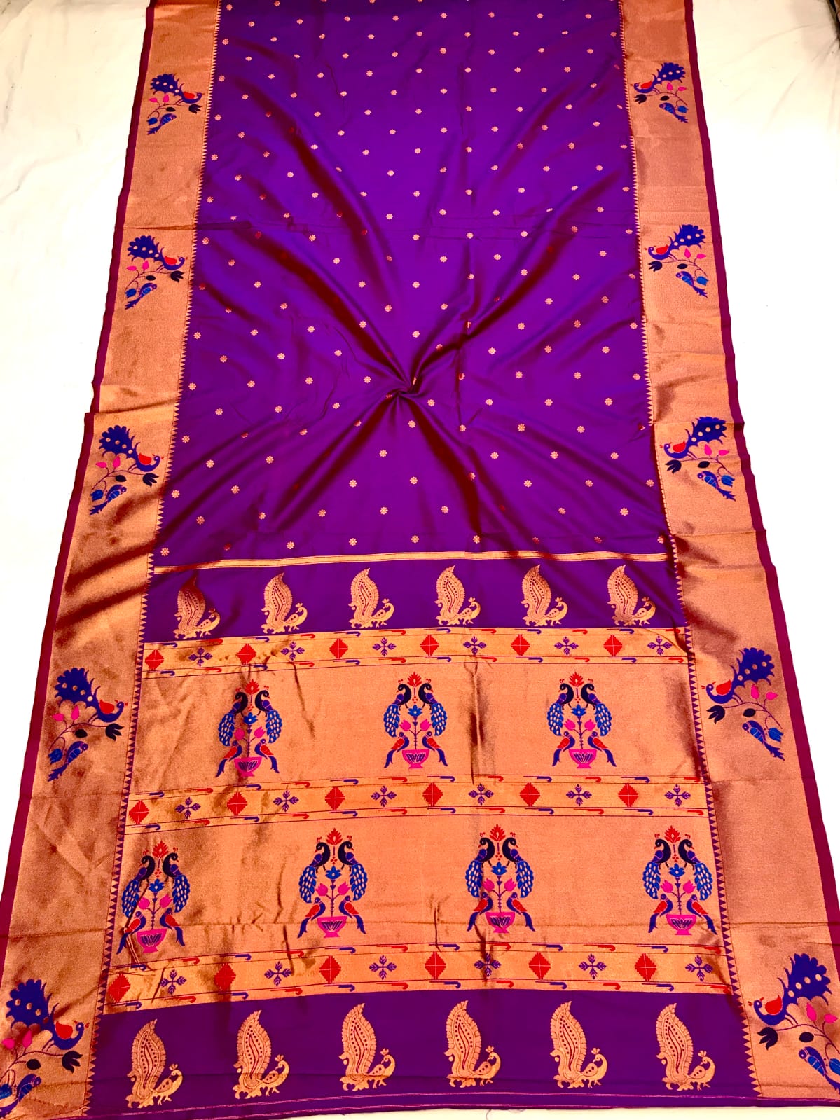 Purple color lichi silk saree for wedding 
