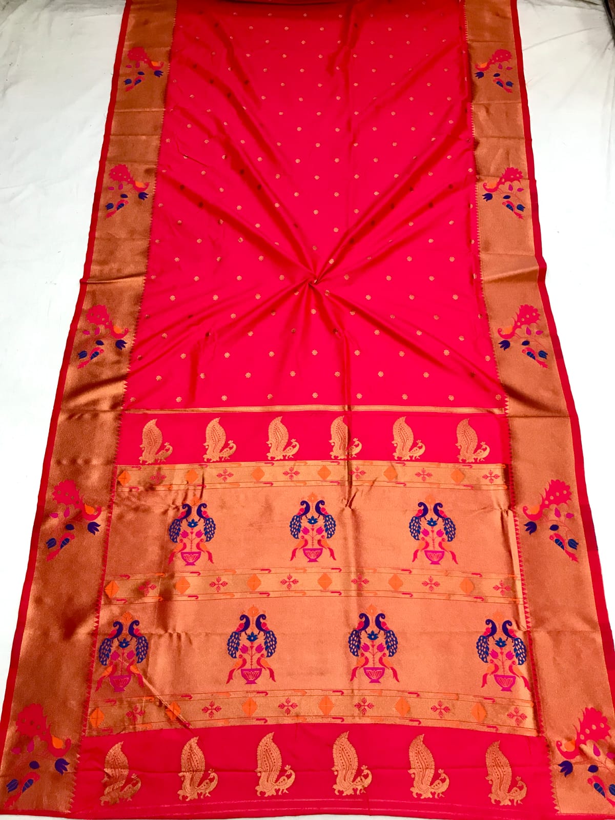 Dark Pink color lichi silk saree for reception
