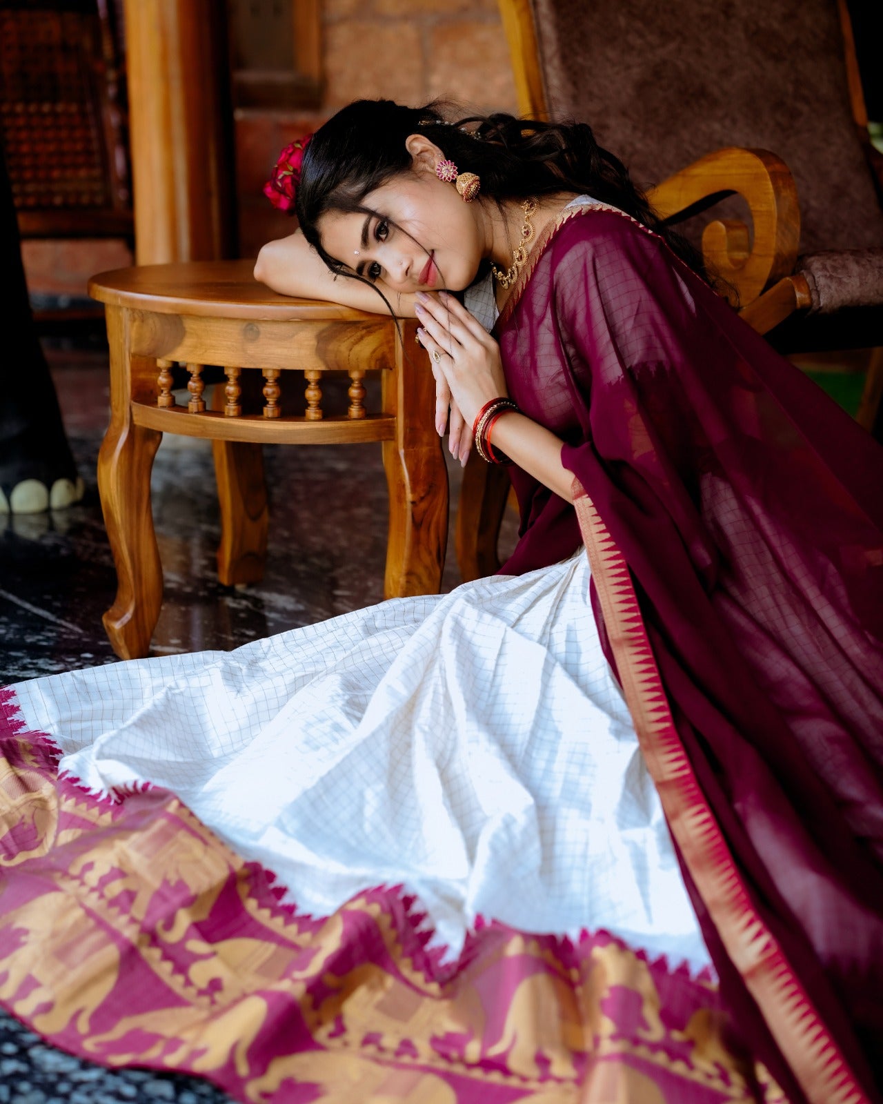 White color poly cotton lehenga choli with dupatta online