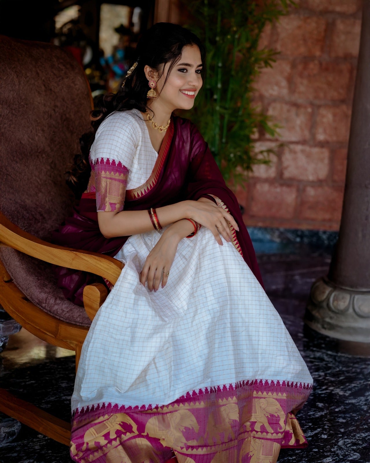 White color poly cotton lehenga choli images
