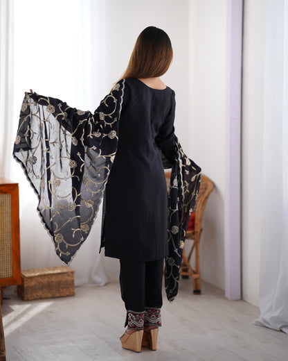 Black color chinon silk salwar suit with dupatta 