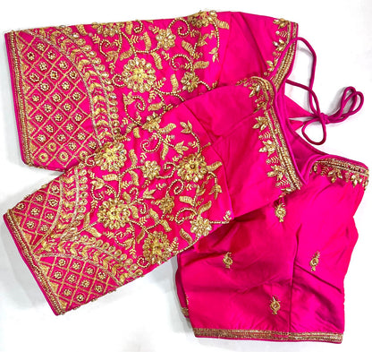 Pink color banarasi silk saree for women