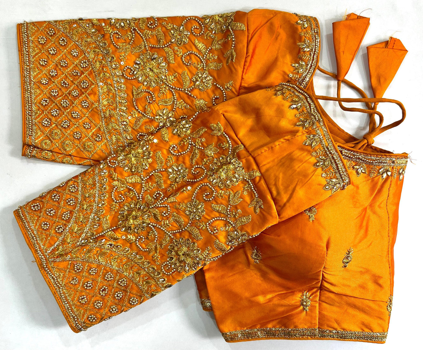 Orange color banarasi silk saree with blouse price