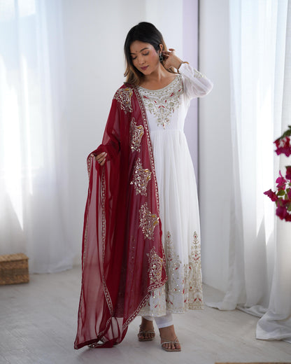 White color georgette salwar suit for women