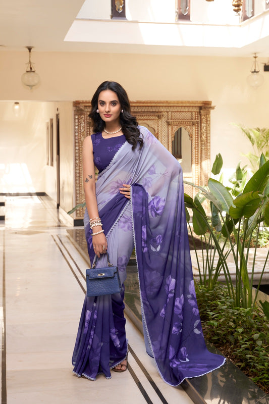 Purple color weightless marbal saree for women