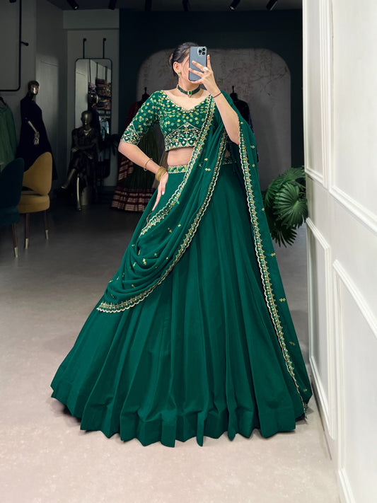 Green color georgette lehenga choli for women price

