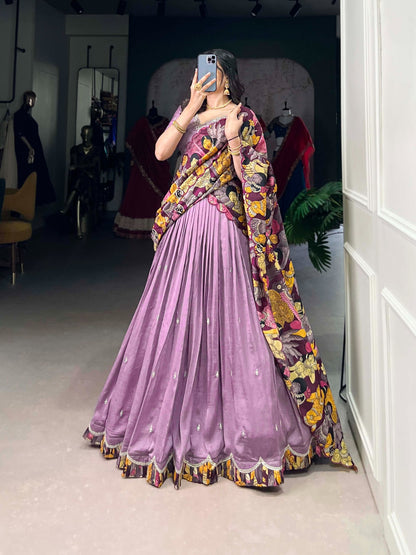 Lavender color vichitra silk lehenga choli with online shopping