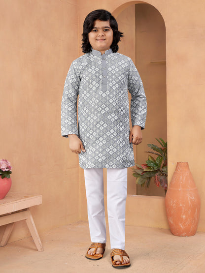 Wedding wear grey color kurta