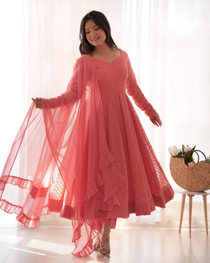 Pink color georgette salwar suit for women