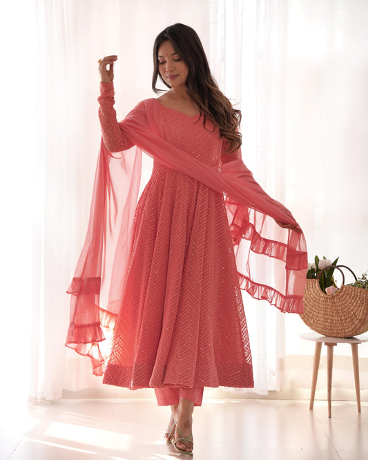 Pink color georgette salwar suit for party