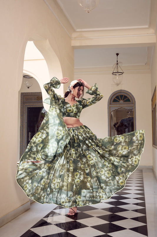 Green color weightless marbal saree for party