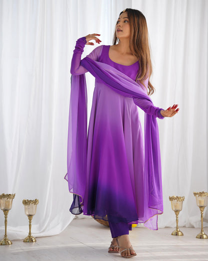 Purple color georgette long gown for women
