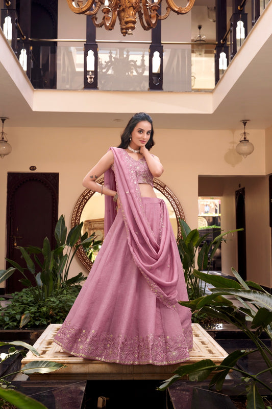 Pink color new crush lehenga choli for women