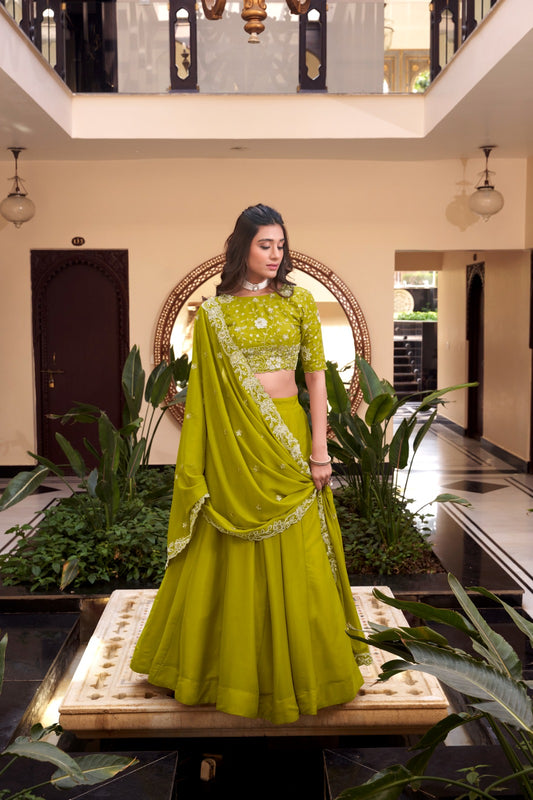 Parrot color georgette lehenga choli for women