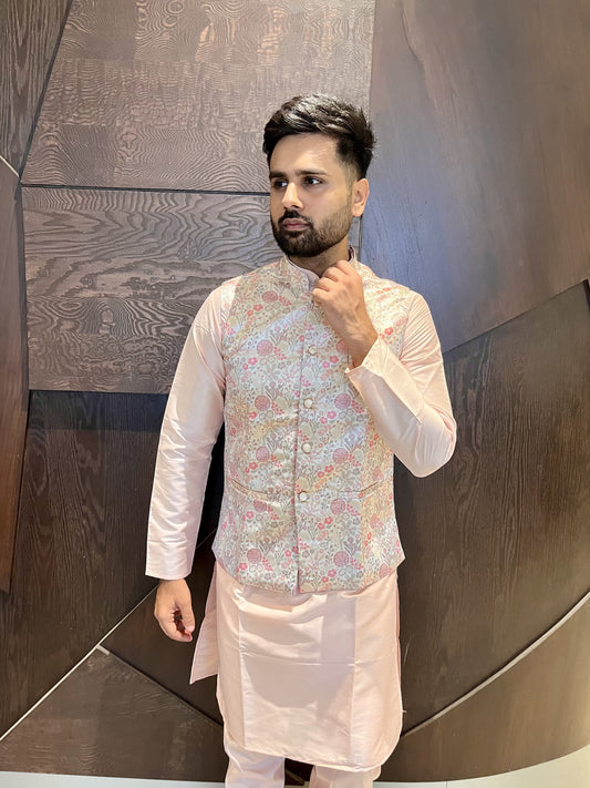 Pink Kurta pajama with Jacket
