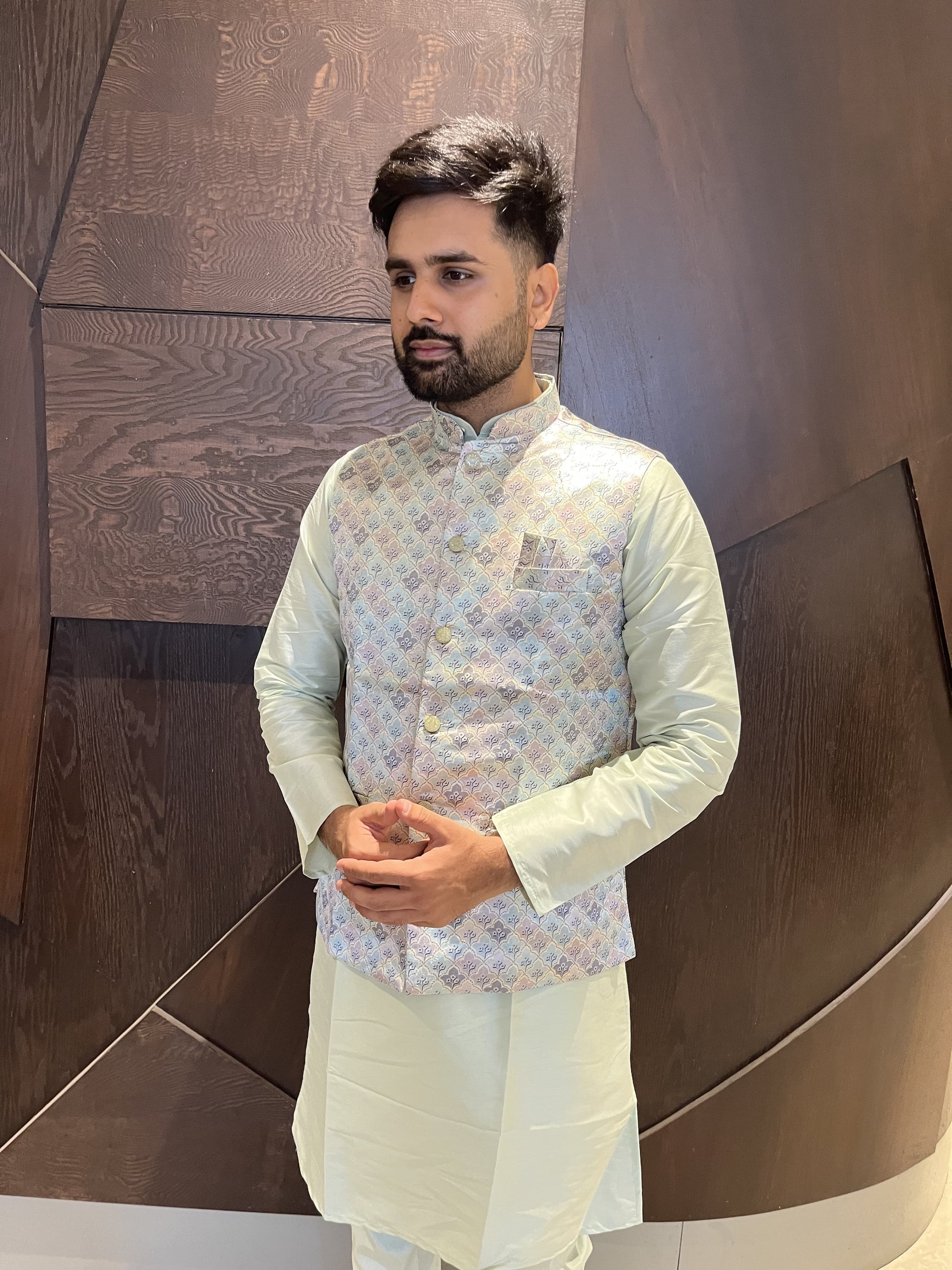 Wedding wear green color kurta koti in USA