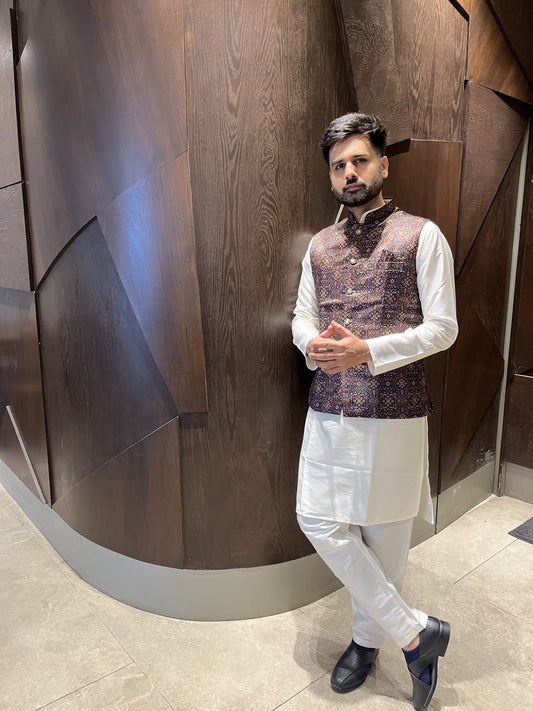 Modern Kurta pajama with Jacket for wedding
