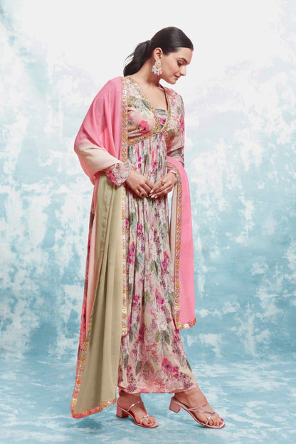 Multi color georgette salwar suit with dupatta