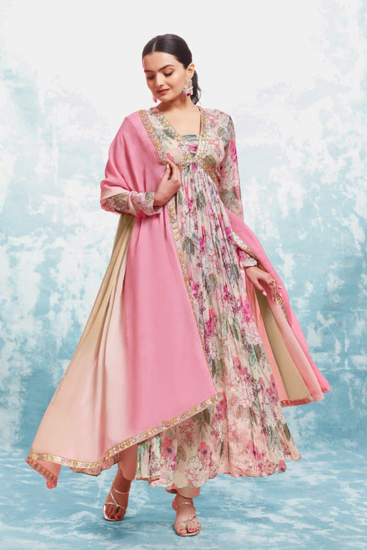 Multi color georgette salwar suit for party