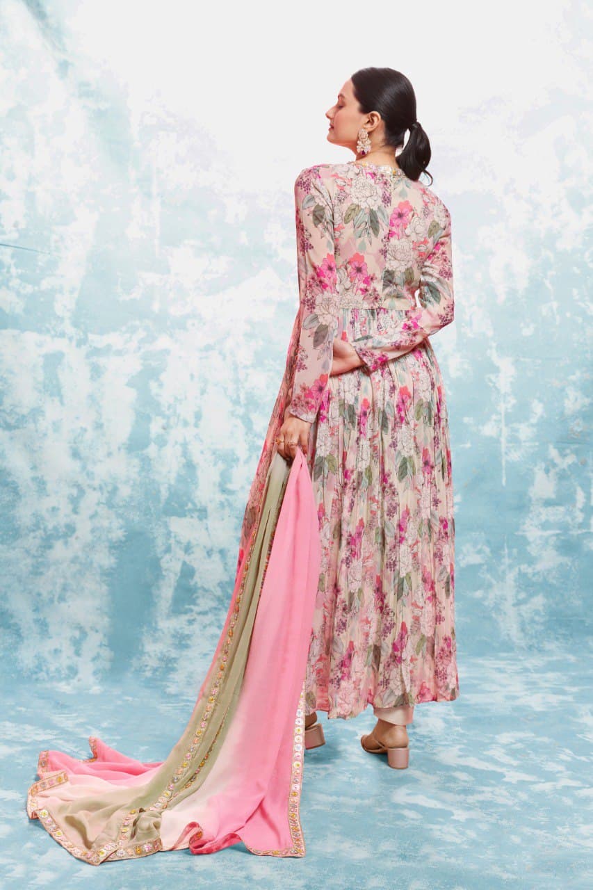 Multi color georgette salwar suit with dupatta price