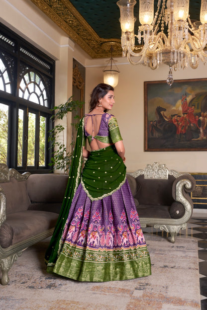 Purple color kanchipuram lehengas