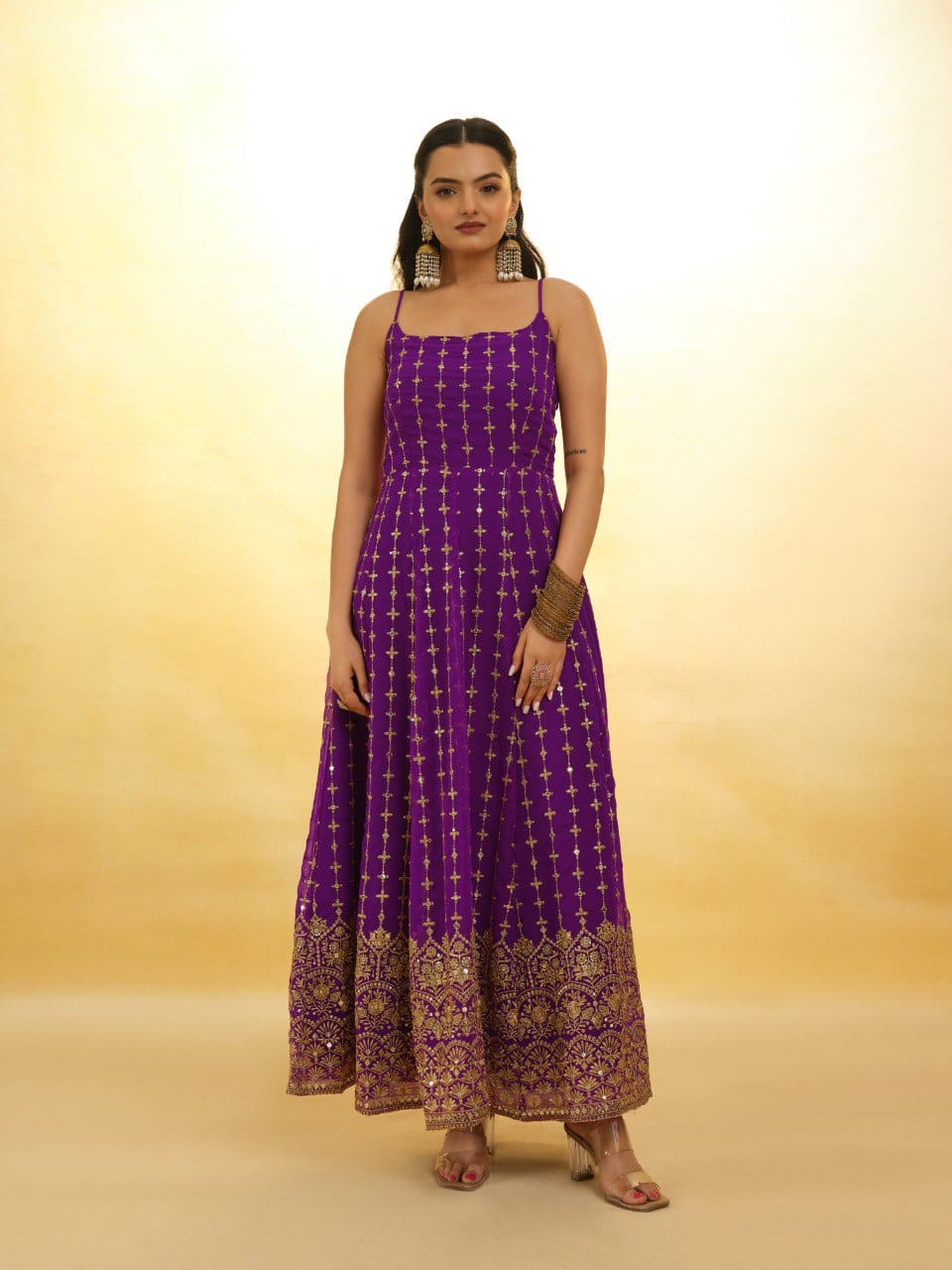 Purple color georgette gown for women