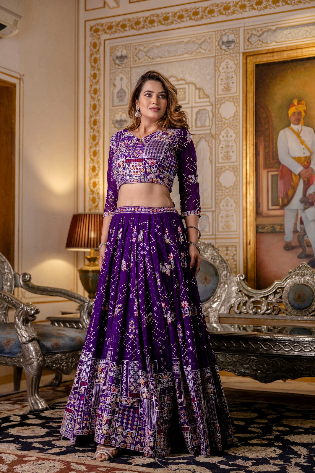 Purple color georgette lehenga choli for women price