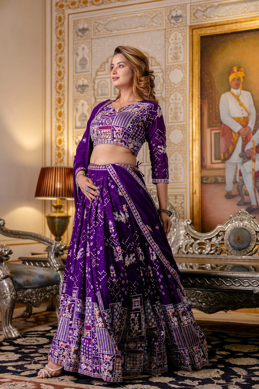 Purple color georgette lehenga choli with dupatta 