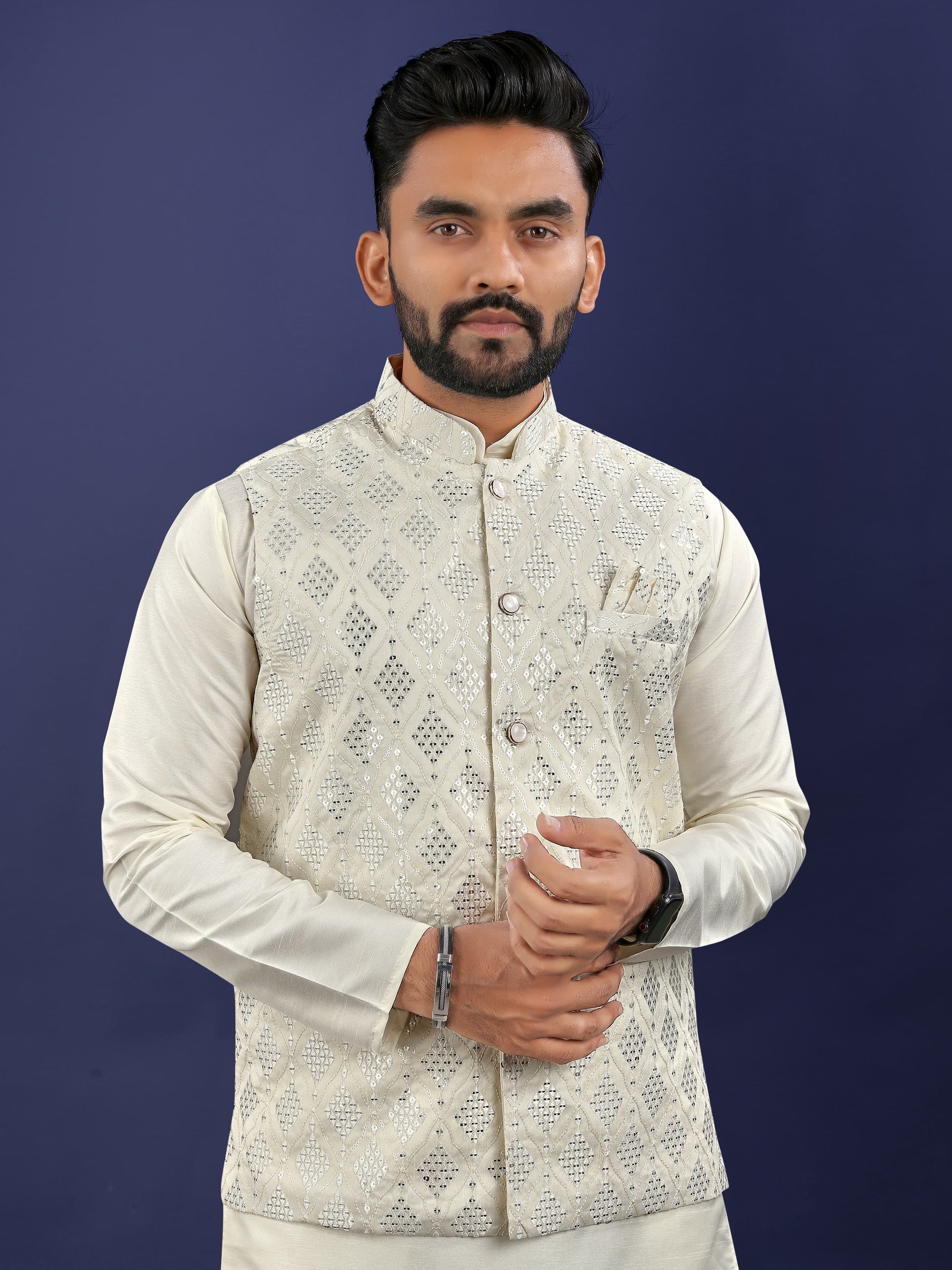 White color sequins work indo-western