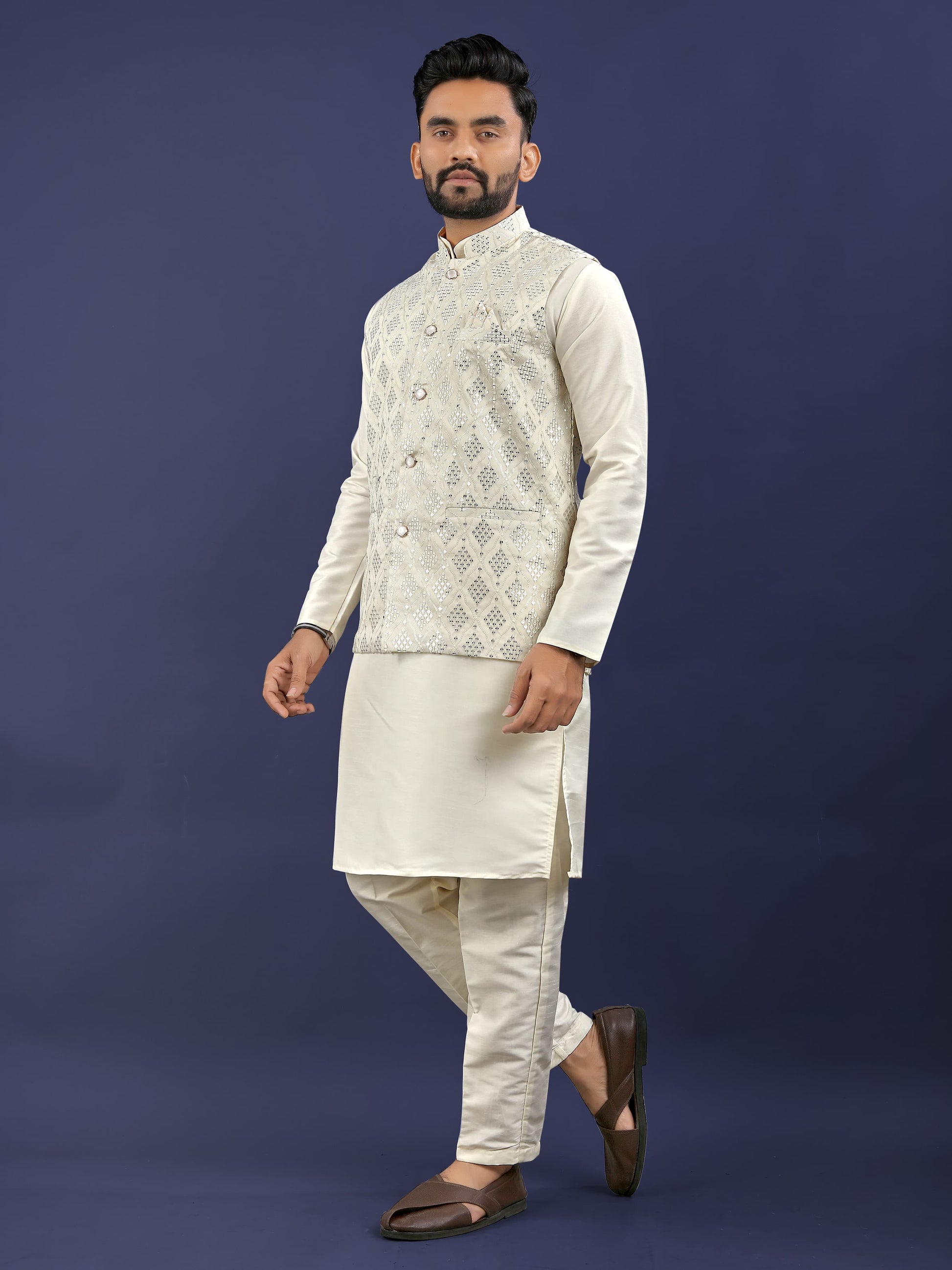 Modern Kurta pajama with Jacket for wedding
