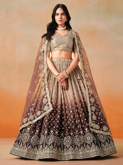 Brown color georgette lehenga choli
