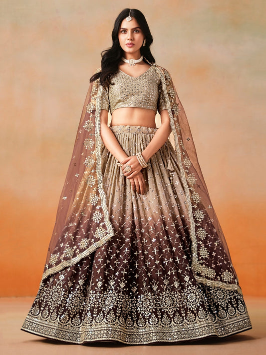 Brown color georgette lehenga choli