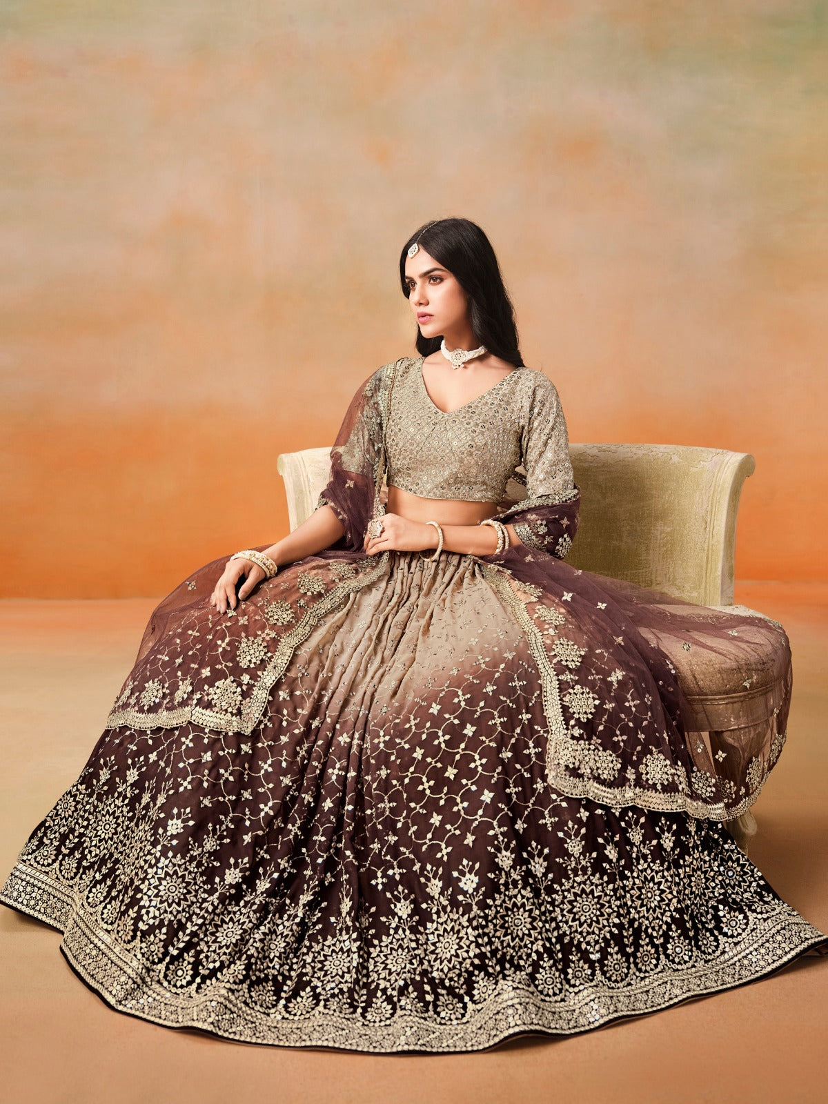 Brown color lehenga choli USA