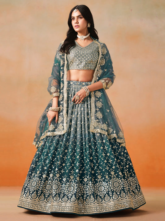 Blue color georgette lehenga choli USA