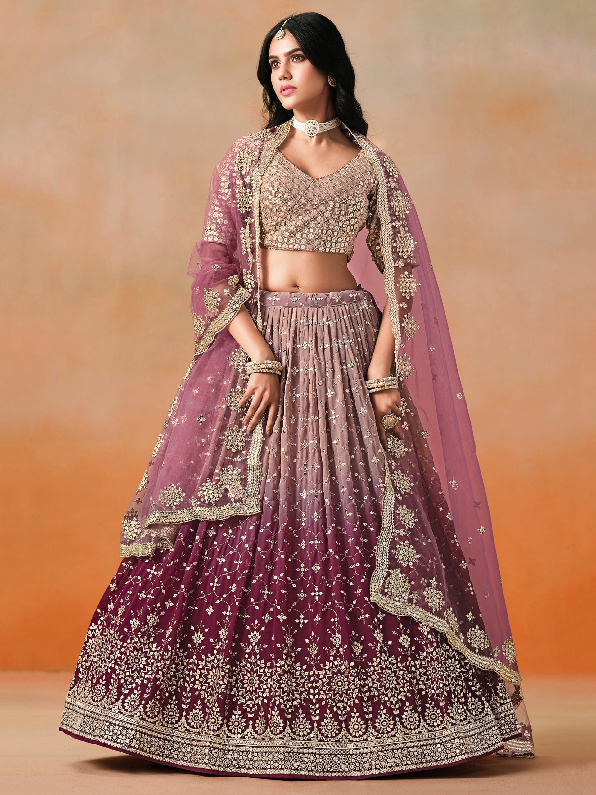 Maroon color georgette lehenga choli for women with price
