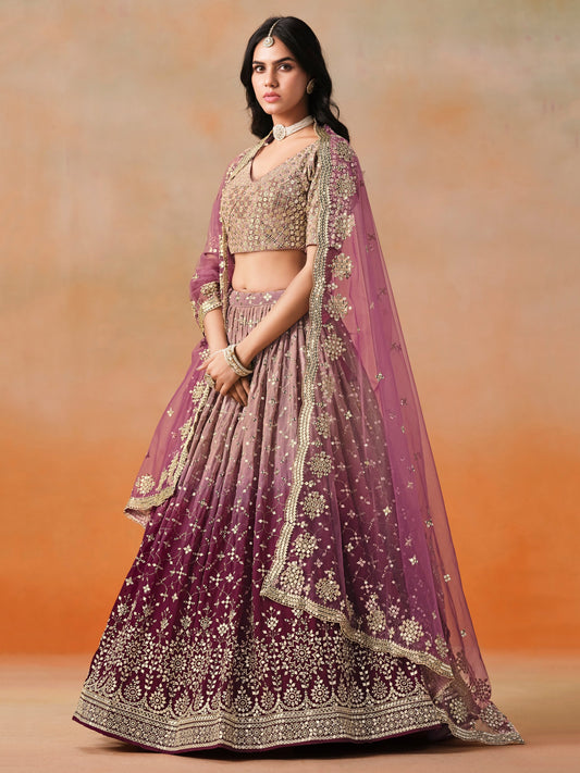 Maroon color georgette lehenga choli for women online
