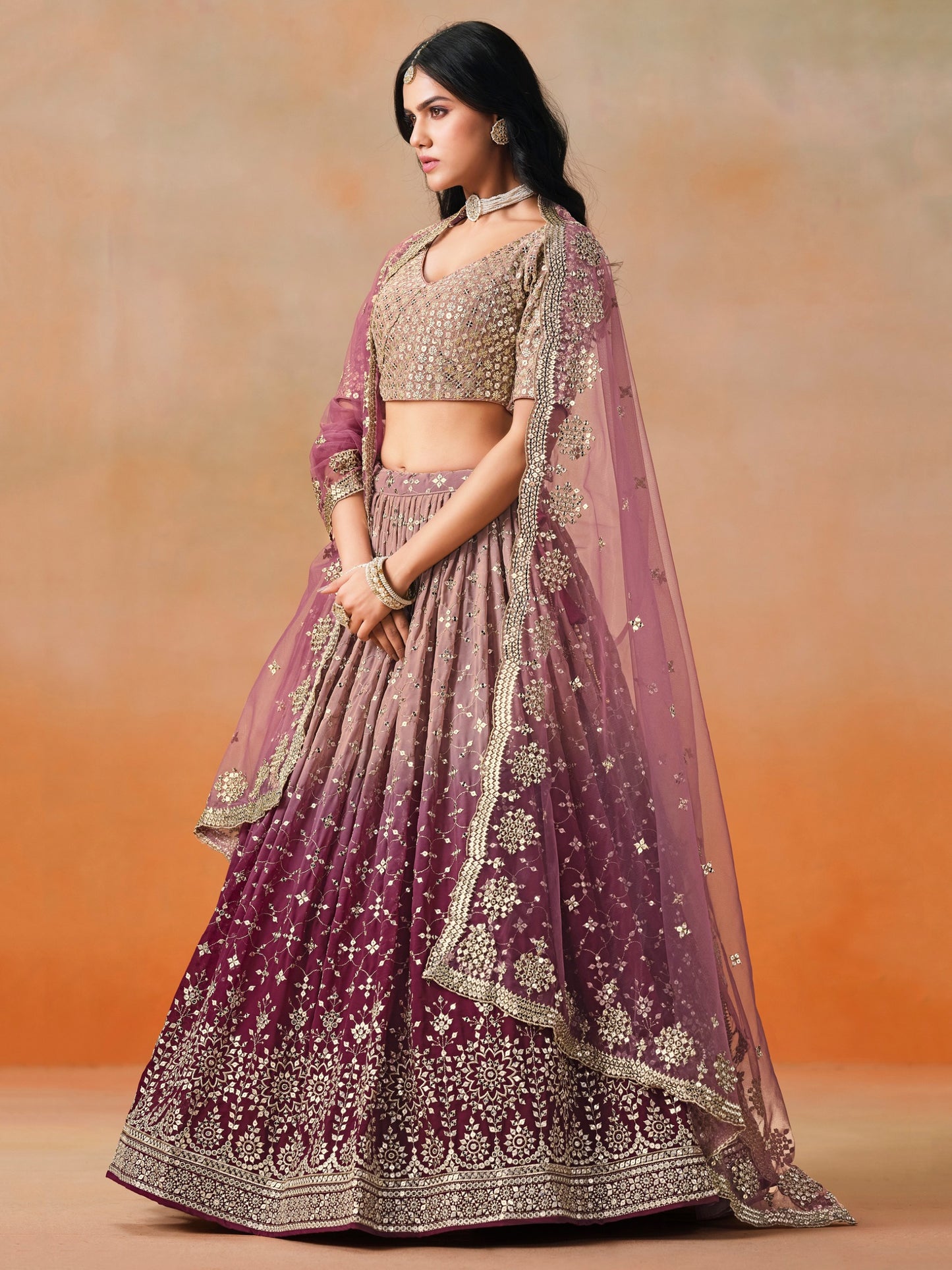 Maroon Lehenga for Party

