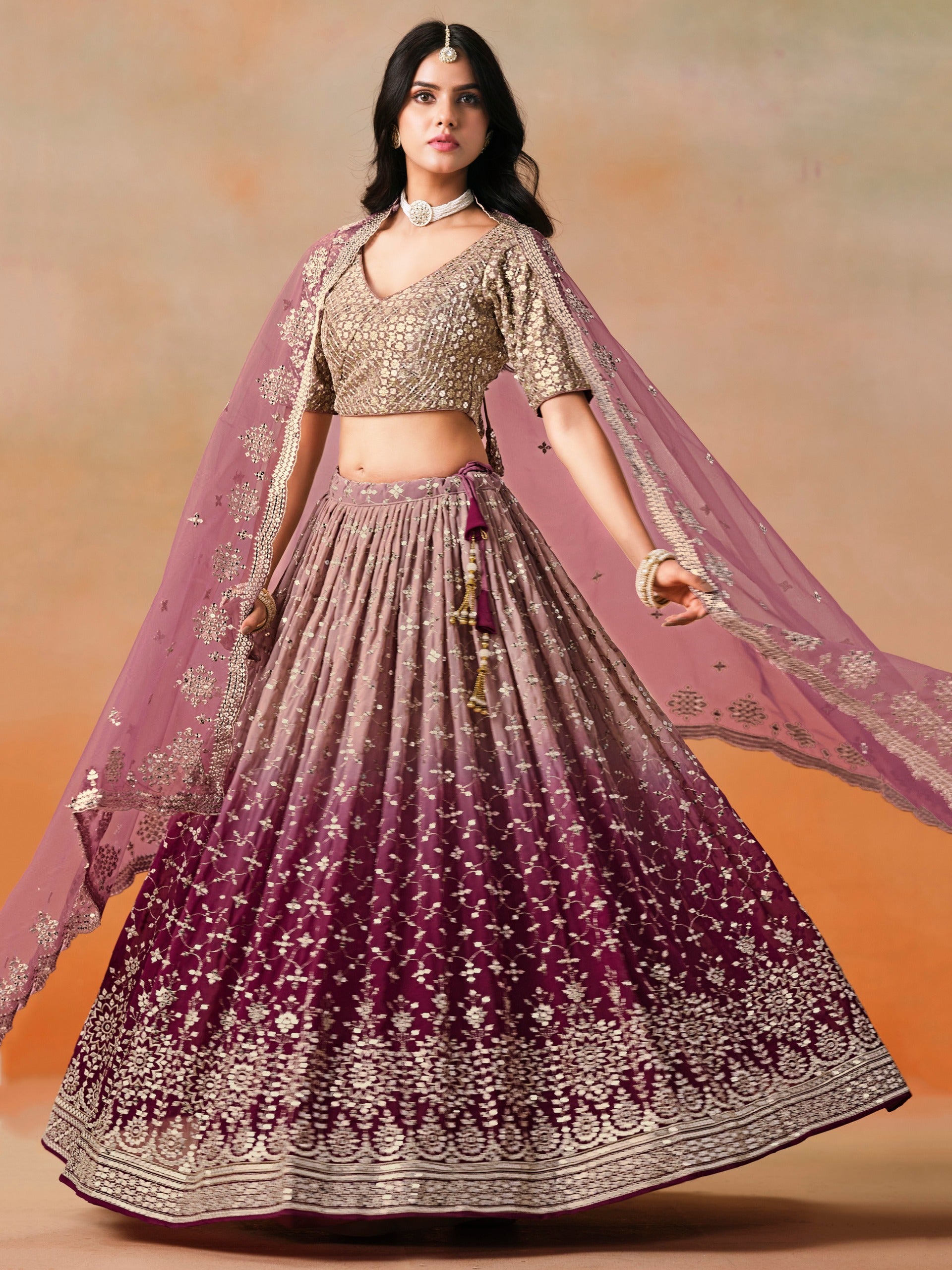 Maroon colour lehenga for bride
