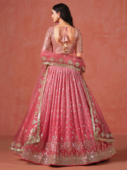Peach color georgette lehenga choli UK
