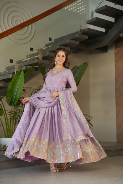 Festive wear long sleeves gown