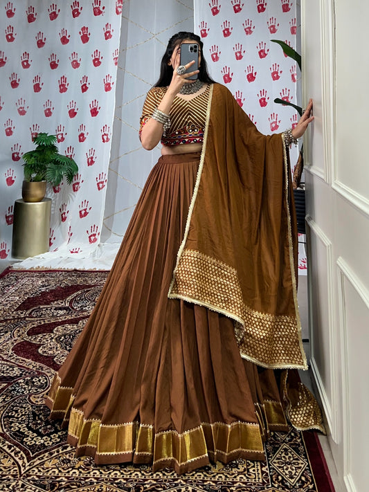 Dark brown color lehenga choli for women
